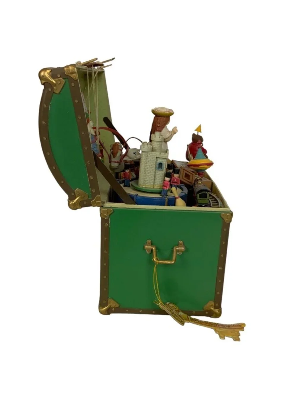 Enesco Toy Symphony Musical Green Treasure Chest Vintage Style Holiday Decor